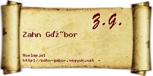 Zahn Gábor névjegykártya